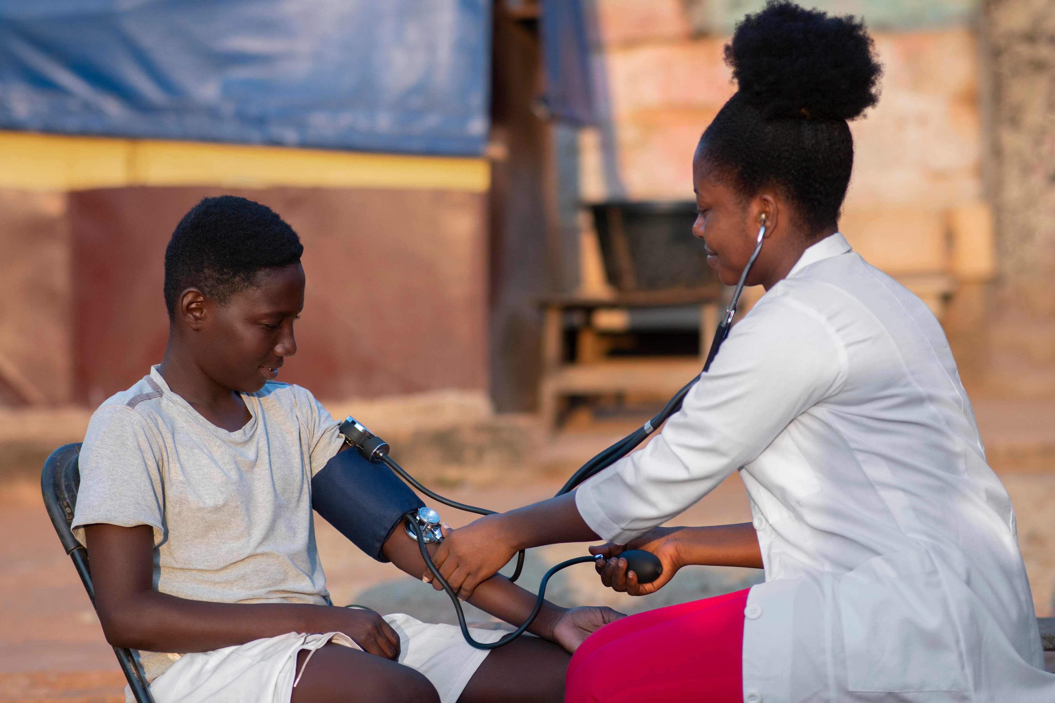 A mother and child at a health outreach event